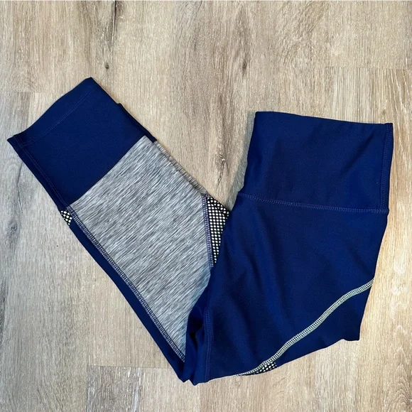 RBX Blue and Gray 3/4 Leggings - Picture 1 of 4